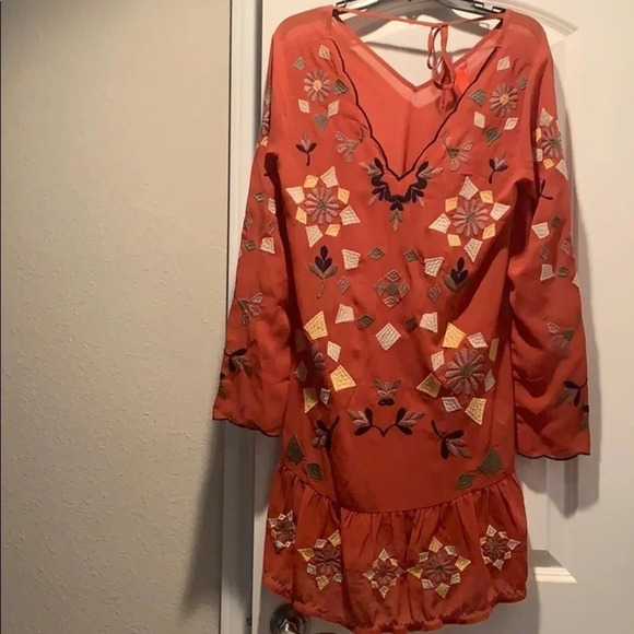 Chelsea & Violet Boho Dress Sheer Embroidered Small - Picture 3 of 9